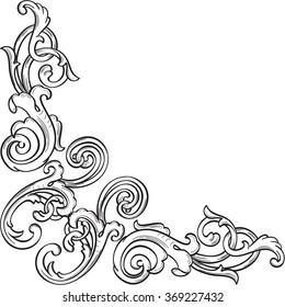 Retro art corner element isolated on white