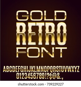 Retro Art Deco Gold Thin Metal Chrome Vector Typeface