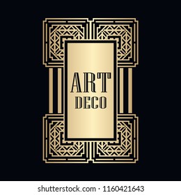 Retro art deco invitation. Border and frame for design