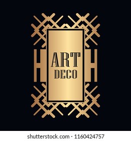 Retro art deco invitation. Border and frame for design