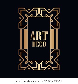 Retro art deco invitation. Border and frame for design
