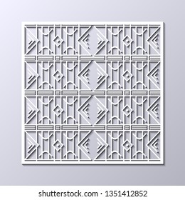 Retro art deco vintage pattern. Geometric ornamental white vintage texture on grey background.