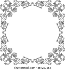 Retro art frame element isolated on white