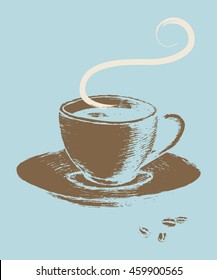 Retro art style illustration of cup of coffee