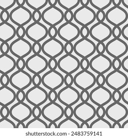 Retro artdeco seamless pattern. Vintage ogee vector background. Classic minimalistic ornament with wavy lines, monochrome print for wallpaper, textile