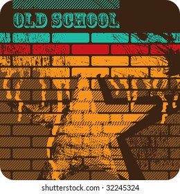 Muro de ladrillo artístico retro. Ilustración vectorial.