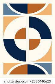 Retro artwork of vector abstract symbols with colorful geometric shapes. Modern aesthetic art