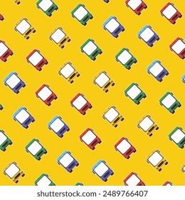 Retro asian bus. Seamless pattern. white background	