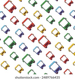 Retro asian bus. Seamless pattern. white background	