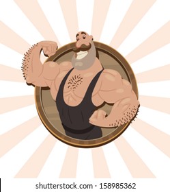 retro athlete emblem, vector