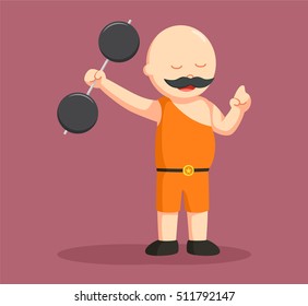 retro athlete lifting barbel with one hand 