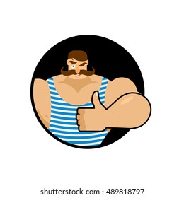 Retro athlete thumbs up well and winks. Signs all right. Cheerful vintage sportsman. Hand showing ok. Gesture of hand. Good strong circus performer

