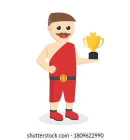 Retro Athlete With Trophy design illustrator on white background
