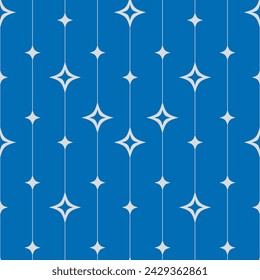 Estilo atómico retro inspirado en la edad repiten patrón sobre fondo azul. Vector inconsútil que repite la baldosa.