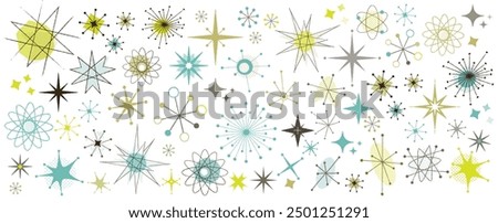 Retro Atomic Stars Clip Art, Atomic Age, Mid-Century Modern Stars, Inspired by authentic MCM design elements