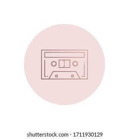 Retro audio cassette. Logo or icon. Linear style.