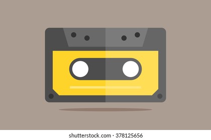 Retro Audio cassette. Modern flat style. Vector icon