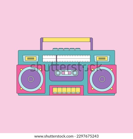 Retro audio cassette. Old record audio recorder tape. Vintage style audio storage icon. Vector illustration. Retro radio graphic illustration