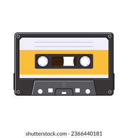 Retro Audio Cassette on White Background. Vector Illustration.