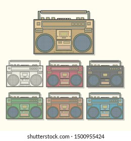 Retro Audio and Cassette Player in Different Colors