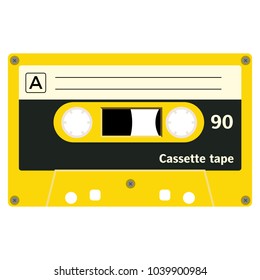 Retro audio cassette, realistic illustration isolated on white.