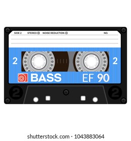 Retro audio cassette, realistic illustration isolated on white.