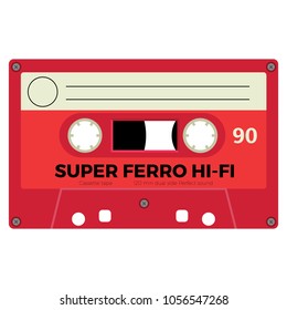 Retro audio cassette, realistic illustration isolated on white.