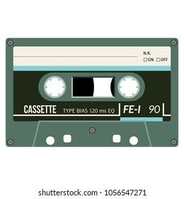 Retro audio cassette, realistic illustration isolated on white.
