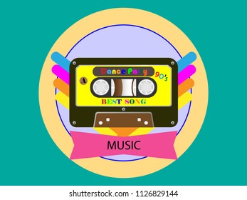 Retro audio cassette tape.
90's music