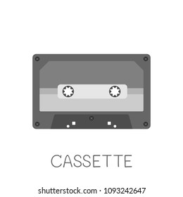 Retro audio cassette, Cassette tape, Old-fashioned tape cassette isolated on white background, Vector illustration.