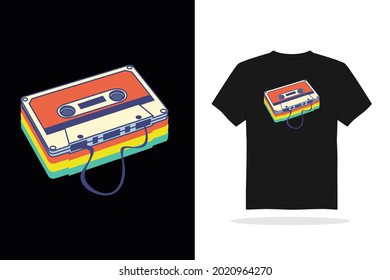 Retro Audio Cassette T-shirt Design. Life Is A Mix Tape Quote. Old School Poster Design. Vector Vintage Illustration.