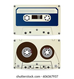 Retro Audio Cassette Vector. Vintage Classic Audio Tape.