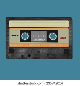 Retro audio cassette. Vintage color. Vector  tape