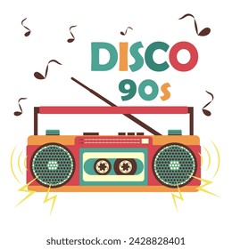 Retro audio player from the 90s. Vector illustration.