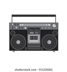 Retro audio player in a flat style. Vector illustration for a card or poster, print on clothes. Music.