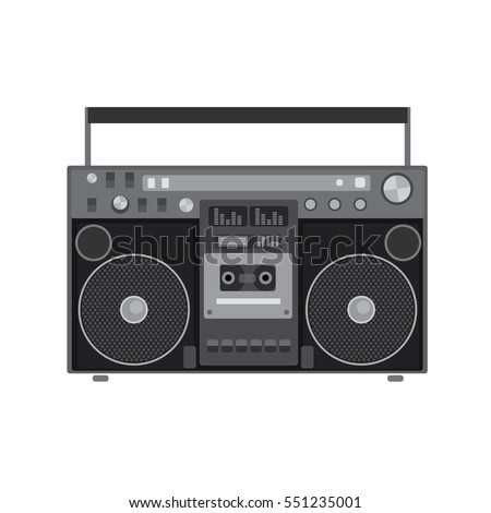 Retro audio player in a flat style. Vector illustration for a card or poster, print on clothes. Music.