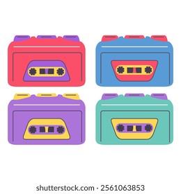 Retro audio player.Cassette player. Tape recorder.Vintage audio cassette player.Vector illustration.Isolated on white background.