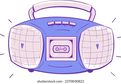 Retro audio portable stereo boombox 90s .Vector illustration.