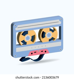 Retro audio tape cassette. 3d illustration.