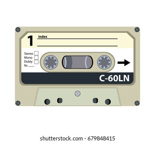 Retro audio tape cassette. Flat design vector illustration.