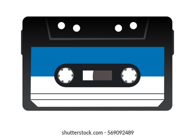 Retro audio tape cassette. Isolated vector illustration.