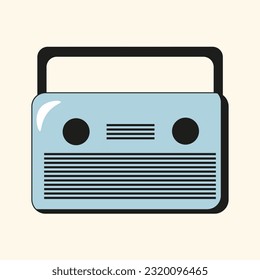 Retro Audio Tape Recorder. Vintage Receiver isolated on light background. Retro Vibes 70s 80s 90s. Vector illustration.