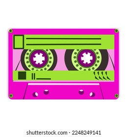Retro audiocassette tape in flat technique vector illustration 
