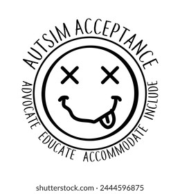 retro Autism Acceptance  graphic design