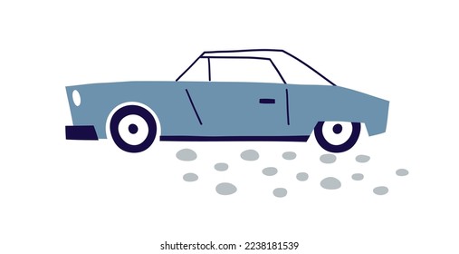 Retro auto in Scandinavian style. Cute passenger muscle car. Vintage automobile, toy vehicle, transport side view. Childish kids Scandi flat vector illustration isolated on white background