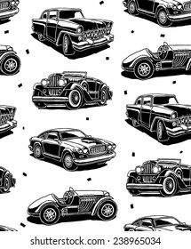 Retro autos seamless vector pattern