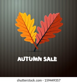 Retro Autumn Sale Background With Oak Leaves