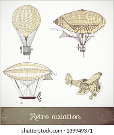 Retro aviation collection, Vector illustration.