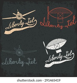 retro aviation grunge labels set