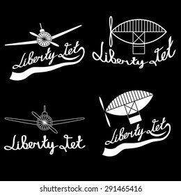 retro aviation labels set